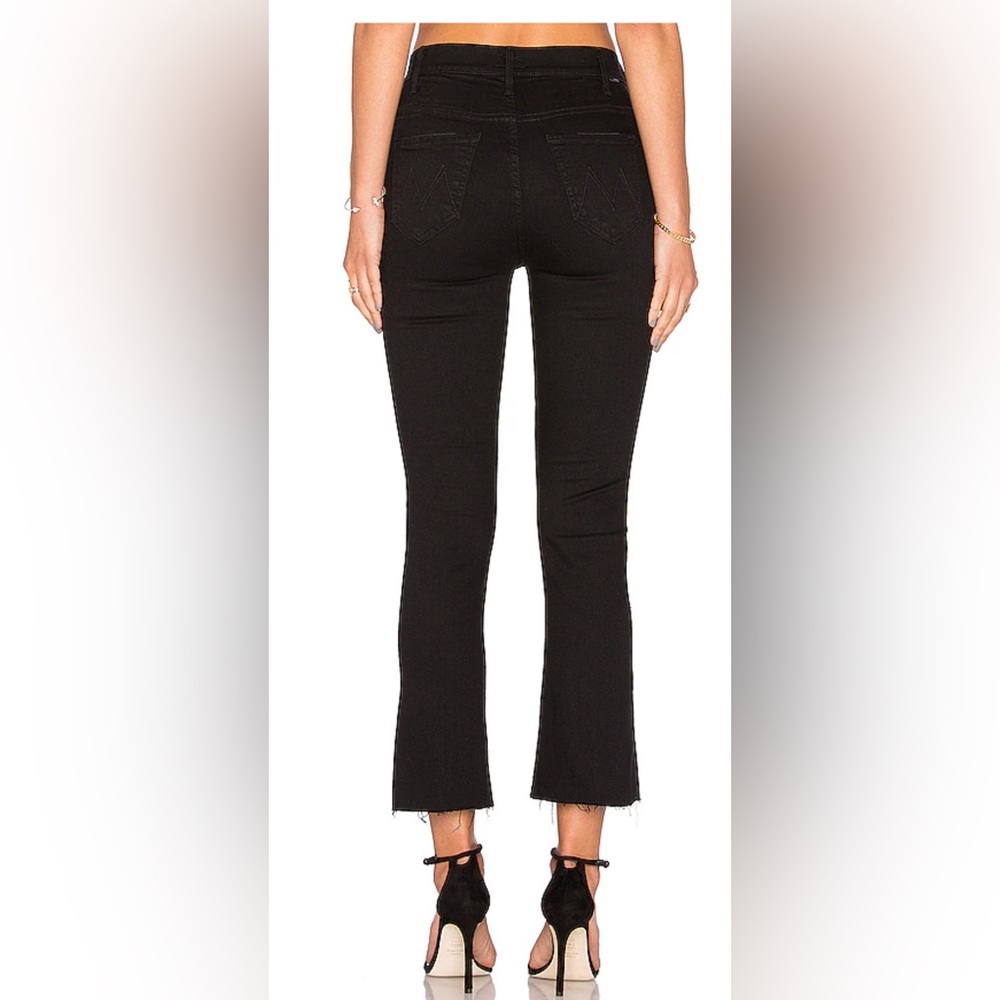 MOTHER Insider Crop Jeans Not Guilty Black Wash Flare High Waist 27 - Picture 6 of 16